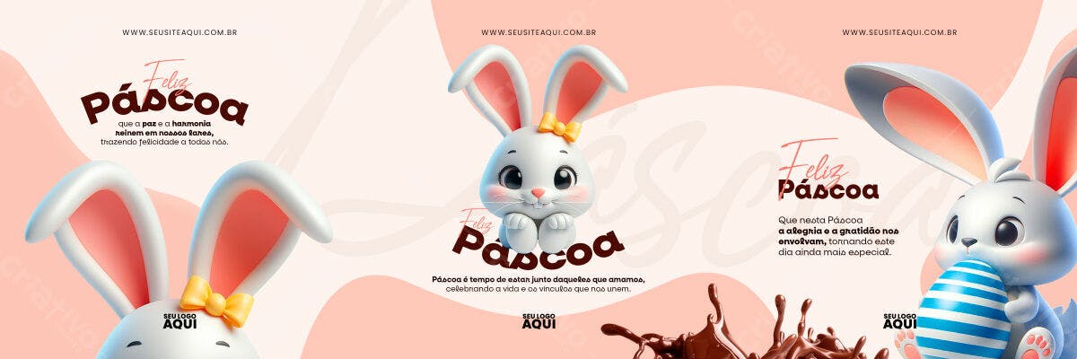 Banner Feliz Páscoa PSD Editável