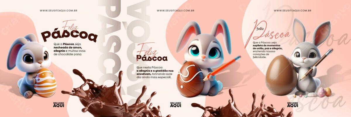 Banner Páscoa com coelhinho PSD Editável