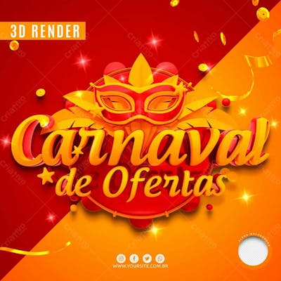 Selo 3D Vermelho Para Composicao Carnaval De Ofertas Psd Editavel