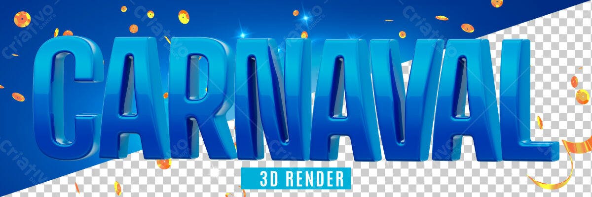Selo 3D Carnaval Azul Brilhante 3D