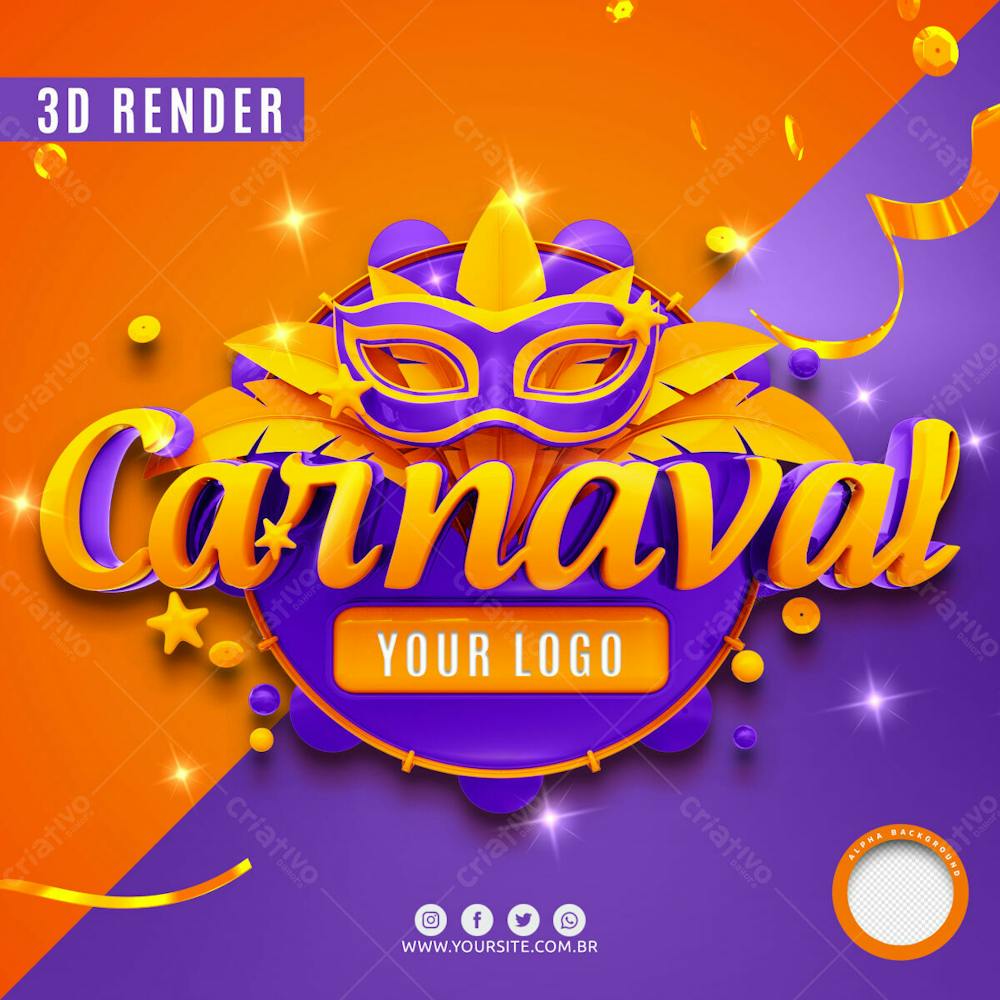 Carnaval 2022 Icones 3D Para Composicao Psd Editavel