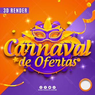 Carnaval 2022 roxo icones 3d para composicao psd editavel