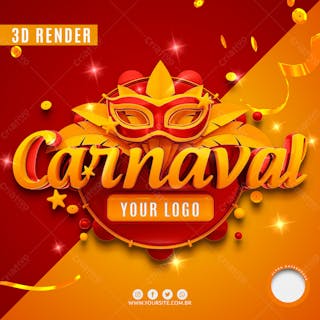 Carnaval 2022 vermelho icones 3d para composicao psd editavel