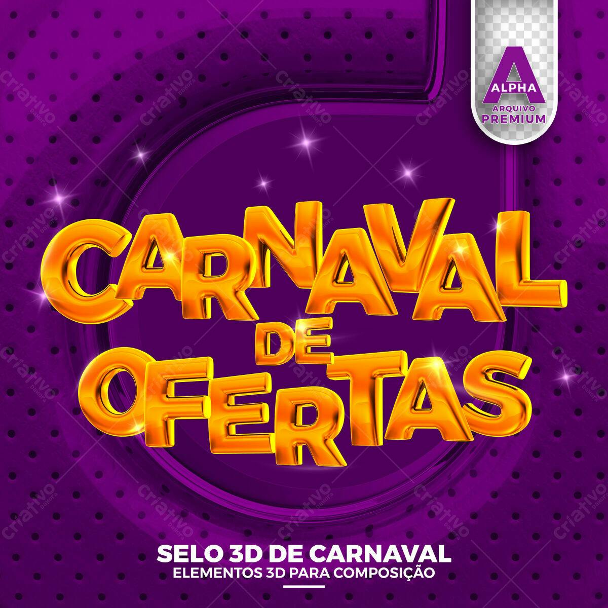 Selo 3D Carnaval dourado metálico