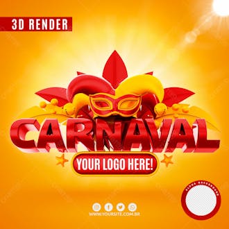 Carnaval selo 3d vermelho para composicao logo editavel psd