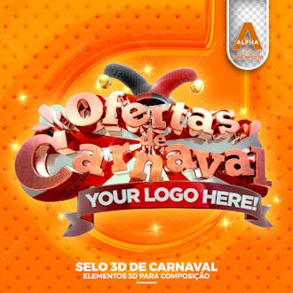 Ofertas de carnaval selo 3d texto editavel psd