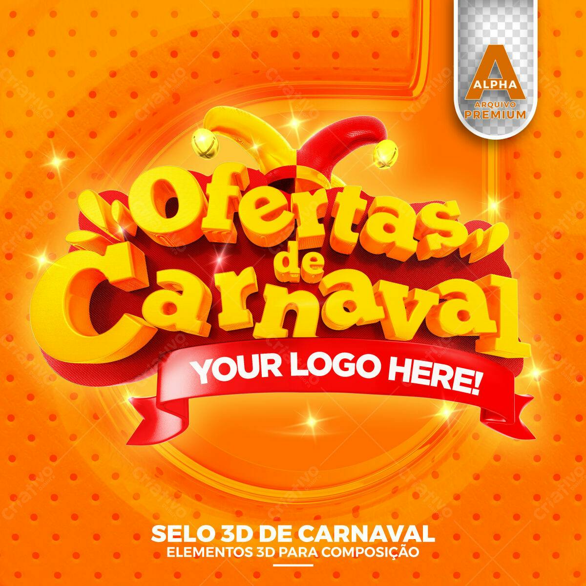 Selo 3D Carnaval Vermelho e Amarelo
