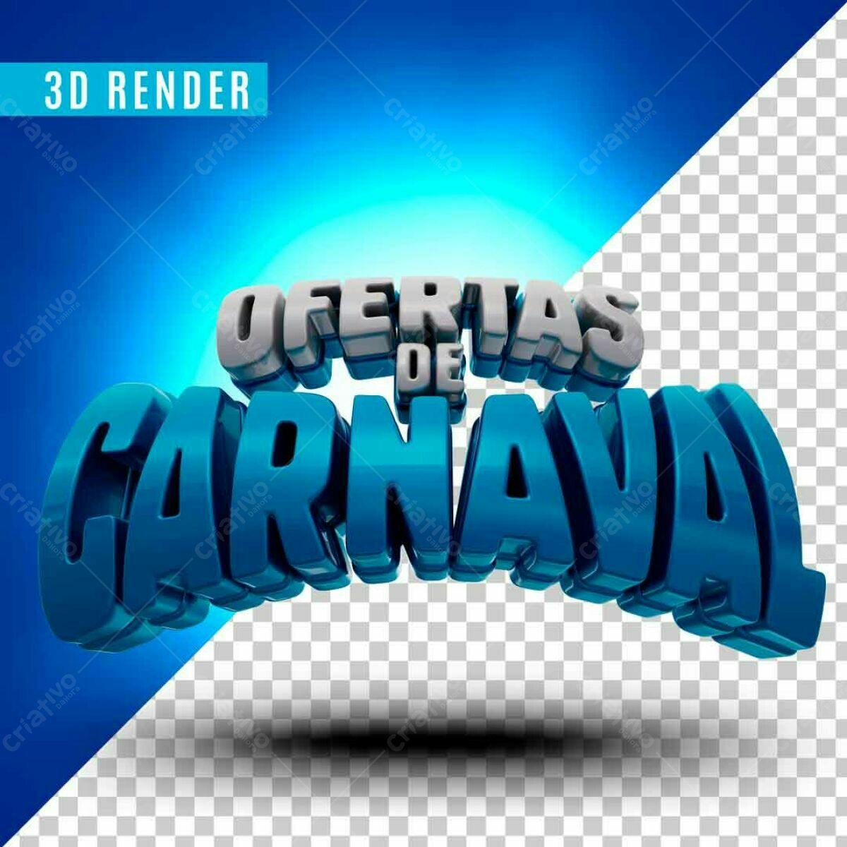 Selo 3D promocional azul e cinza para Carnaval