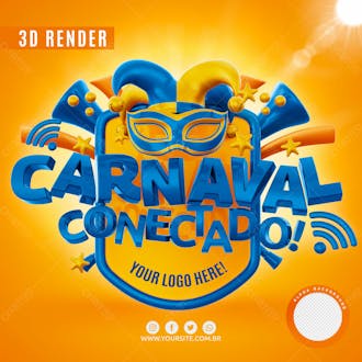 Selo 3d carnaval conectado para composicao logo editavel psd