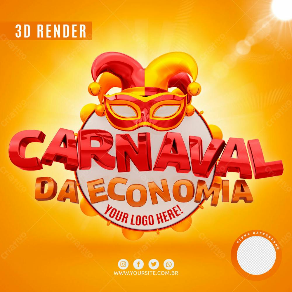 Selo 3D Carnaval Da Economia Para Composicao Logo Editavel Psd