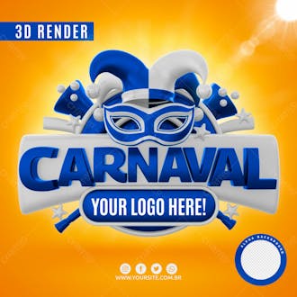 Selo 3d carnaval para composicao logo editavel psd