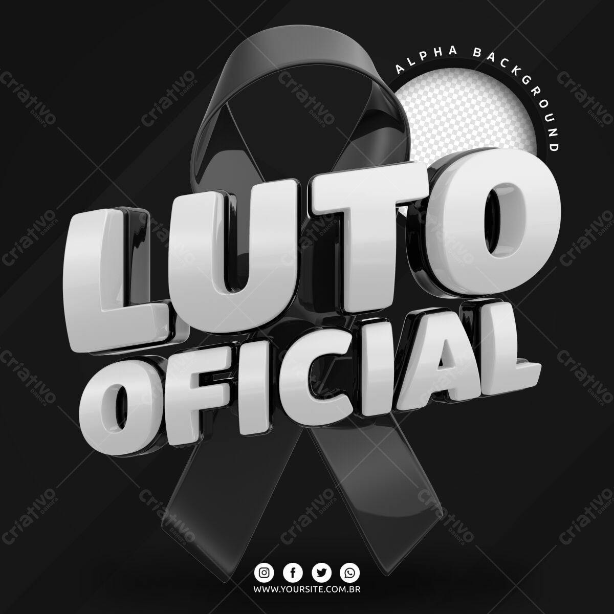 Selo 3D luto oficial preto e branco