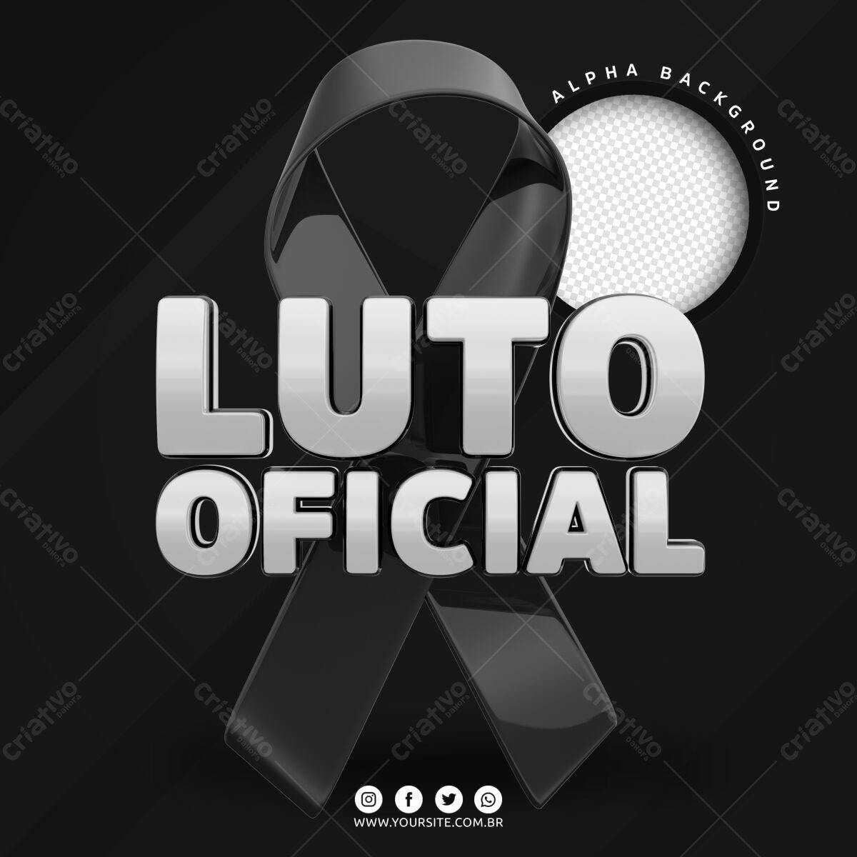 Selo 3D luto oficial preto e prata