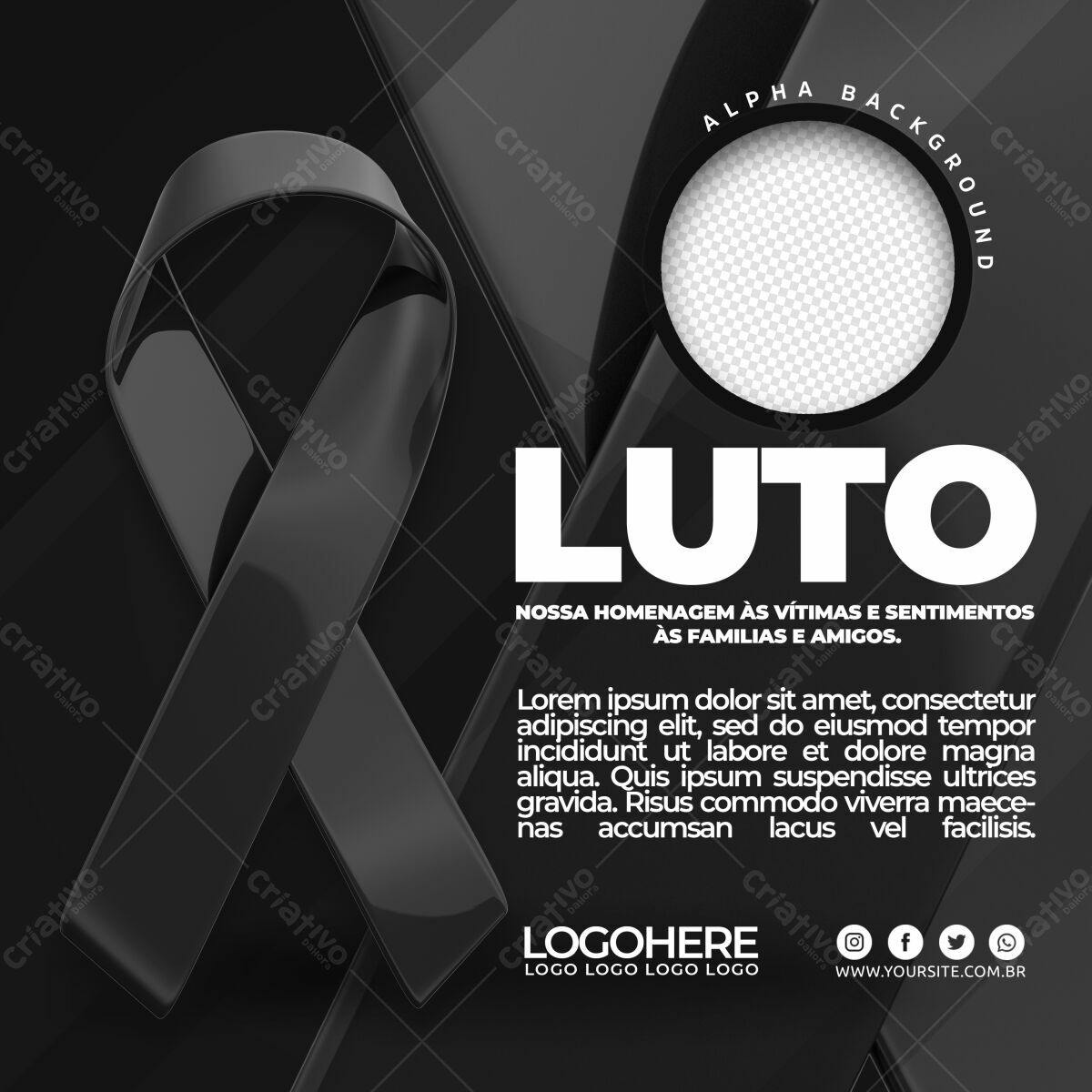 Selo 3D luto fita preta