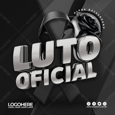 Selo 3d luto oficial para composicao psd premium