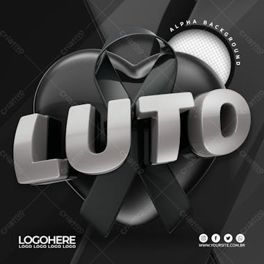 Selo 3d luto para composicao psd premium