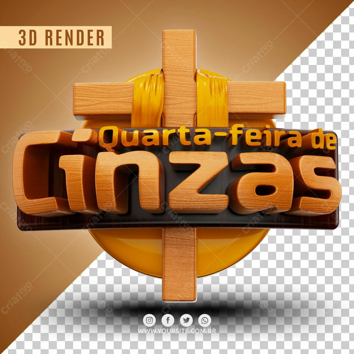 Selo 3D religioso madeira e dourado Ash Wednesday