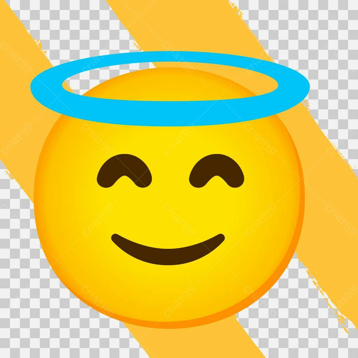 Emoji Carinha Feliz com Auréola PSD Editável