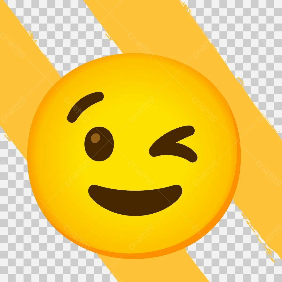 Emoji Piscadela Amarela PSD Editável