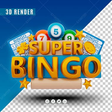 Super bingo 3d selo para composicao psd premium