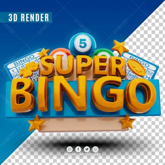 Selo 3d super bingo para composicao psd premium