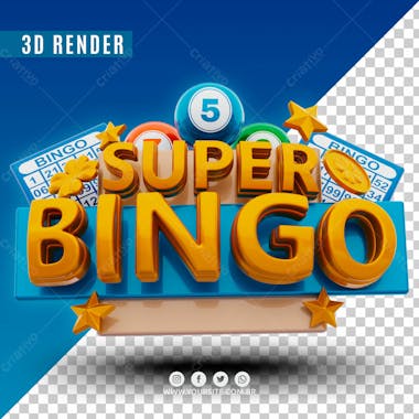 Selo 3d super bingo para composicao psd premium