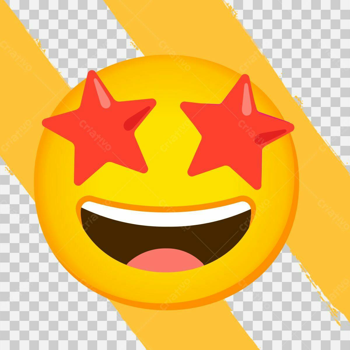 Emoji Sorrindo com Estrelas PSD Editável