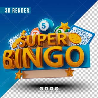 Selo 3d super bingo para composicao psd premium