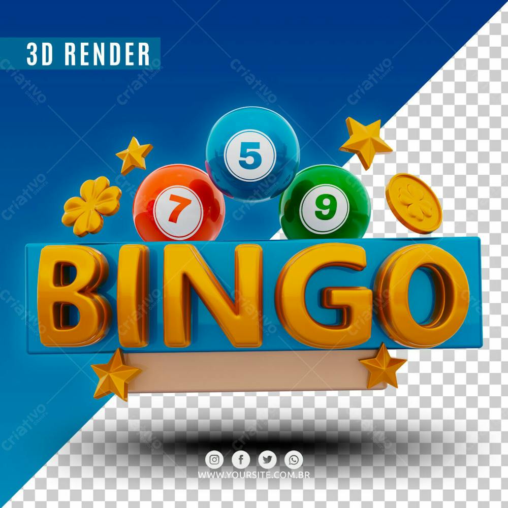 Bingo 3D Selo Para Composicao Psd Premium