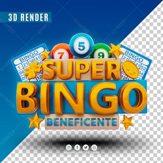 Selo 3d super bingo para composicao psd premium