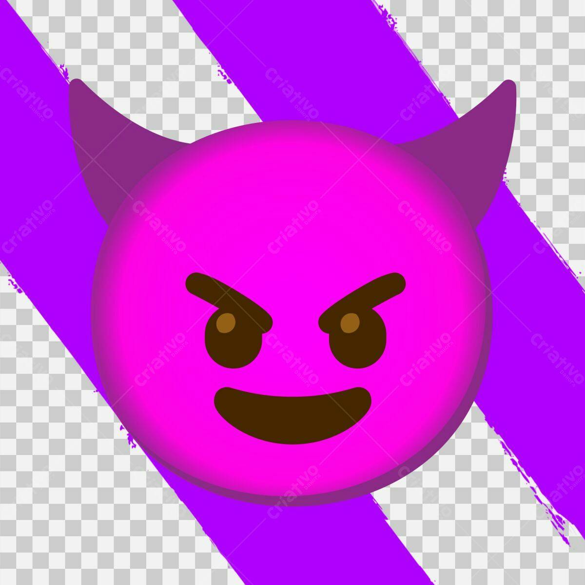 Emoticon Maligno em Rosa e Roxo PSD Editável