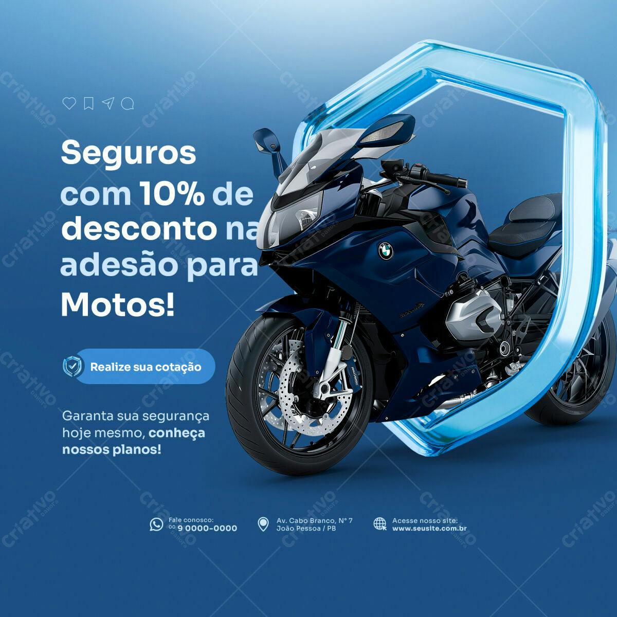 Banner Seguro Moto 10% Desconto PSD Editável