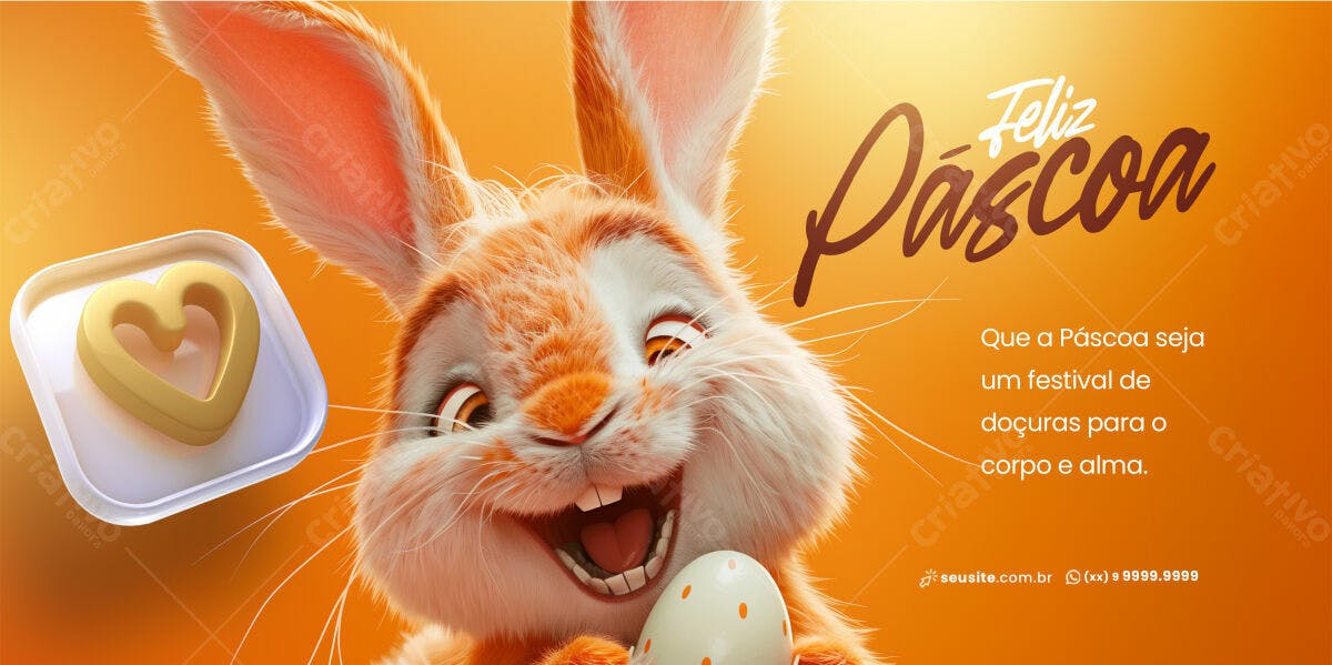 Banner Páscoa com Coelho PSD Editável