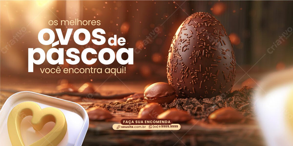 Banner Páscoa Ovos de Chocolate PSD Editável