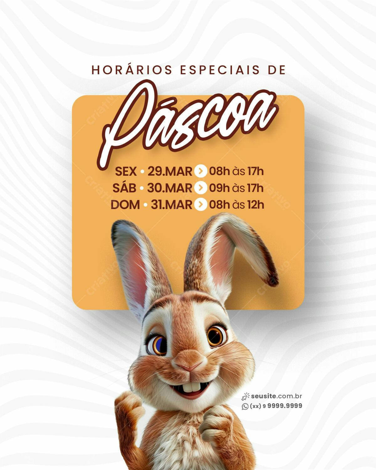 Flyer Páscoa Horários Especiais PSD Editável