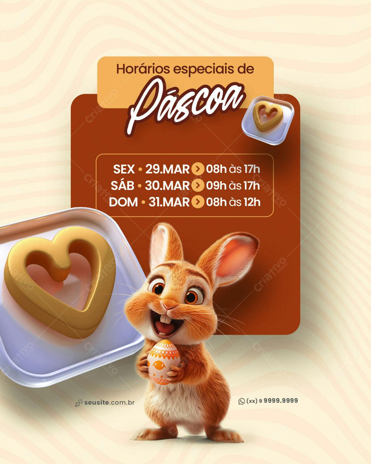 Flyer de Páscoa com Coelho PSD Editável