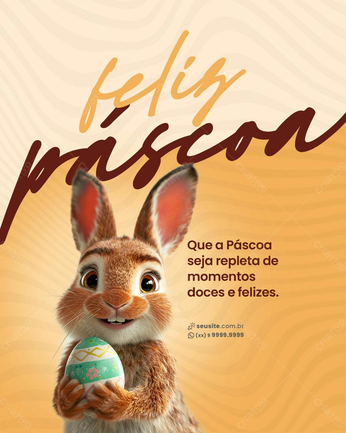 Flyer Páscoa com Coelho PSD Editável