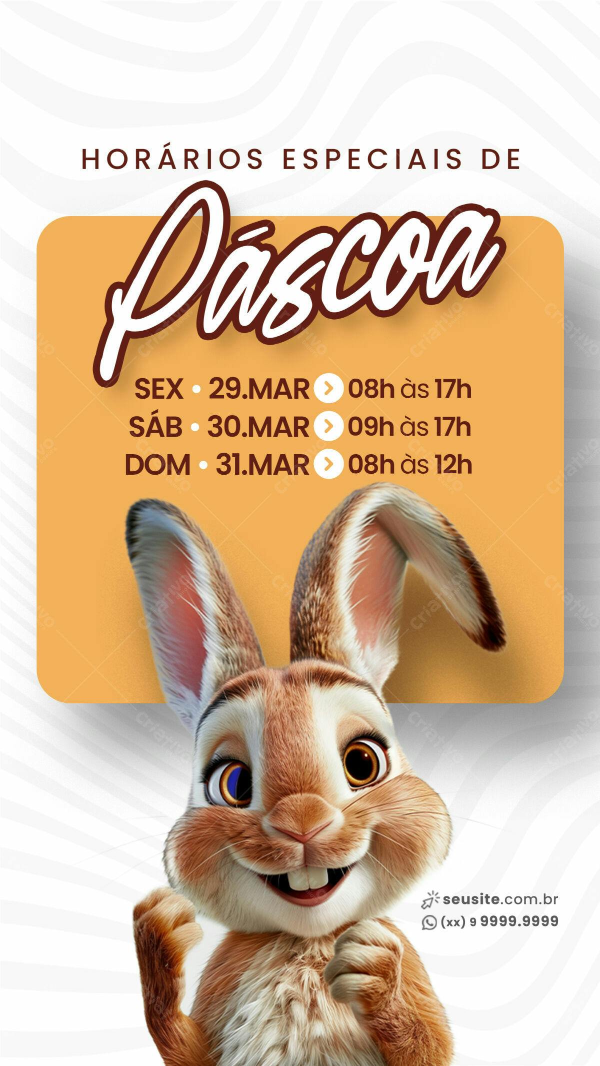 Flyer Páscoa Horários Especiais PSD Editável