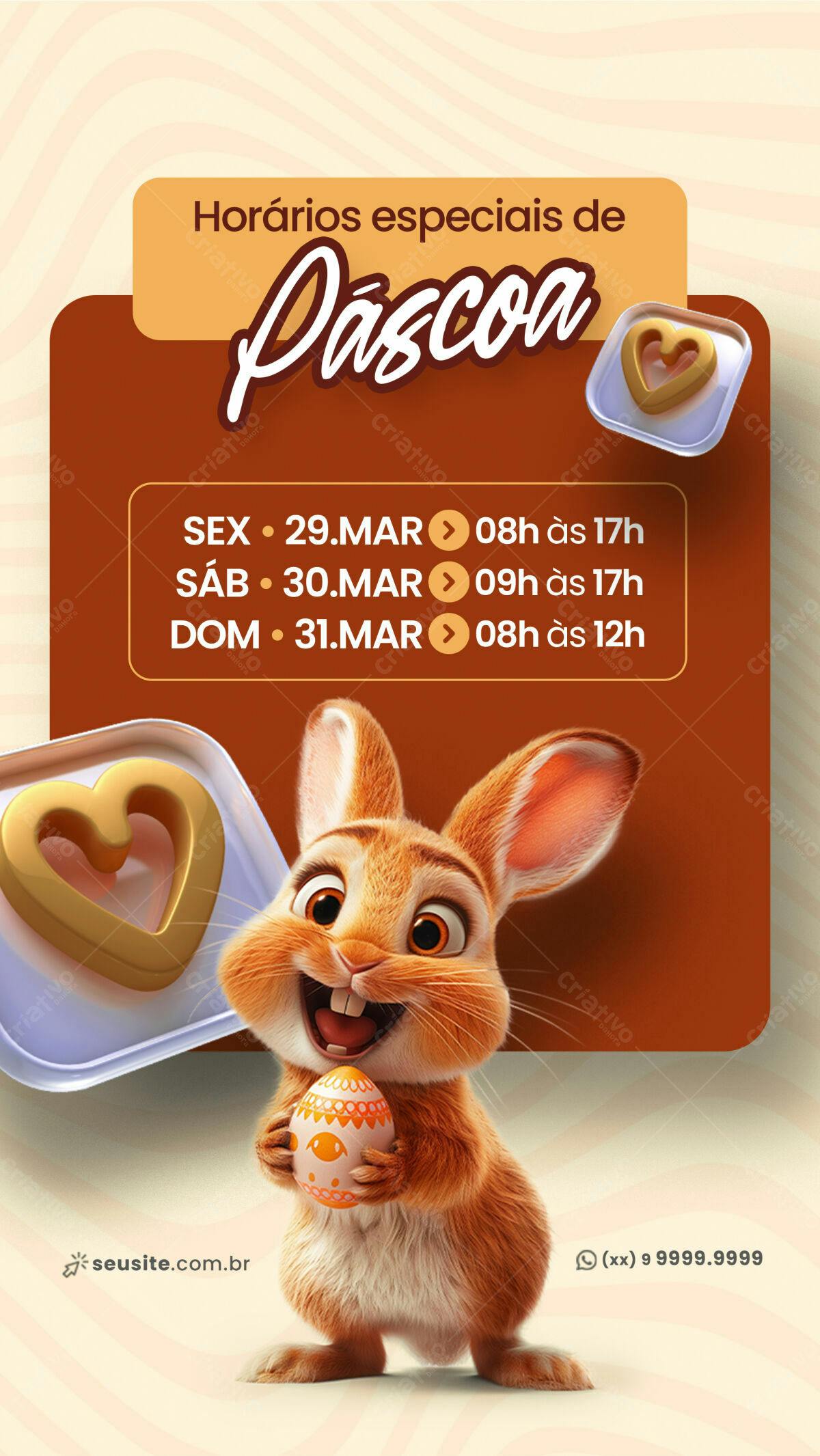 Flyer Páscoa Horários Especiais PSD Editável