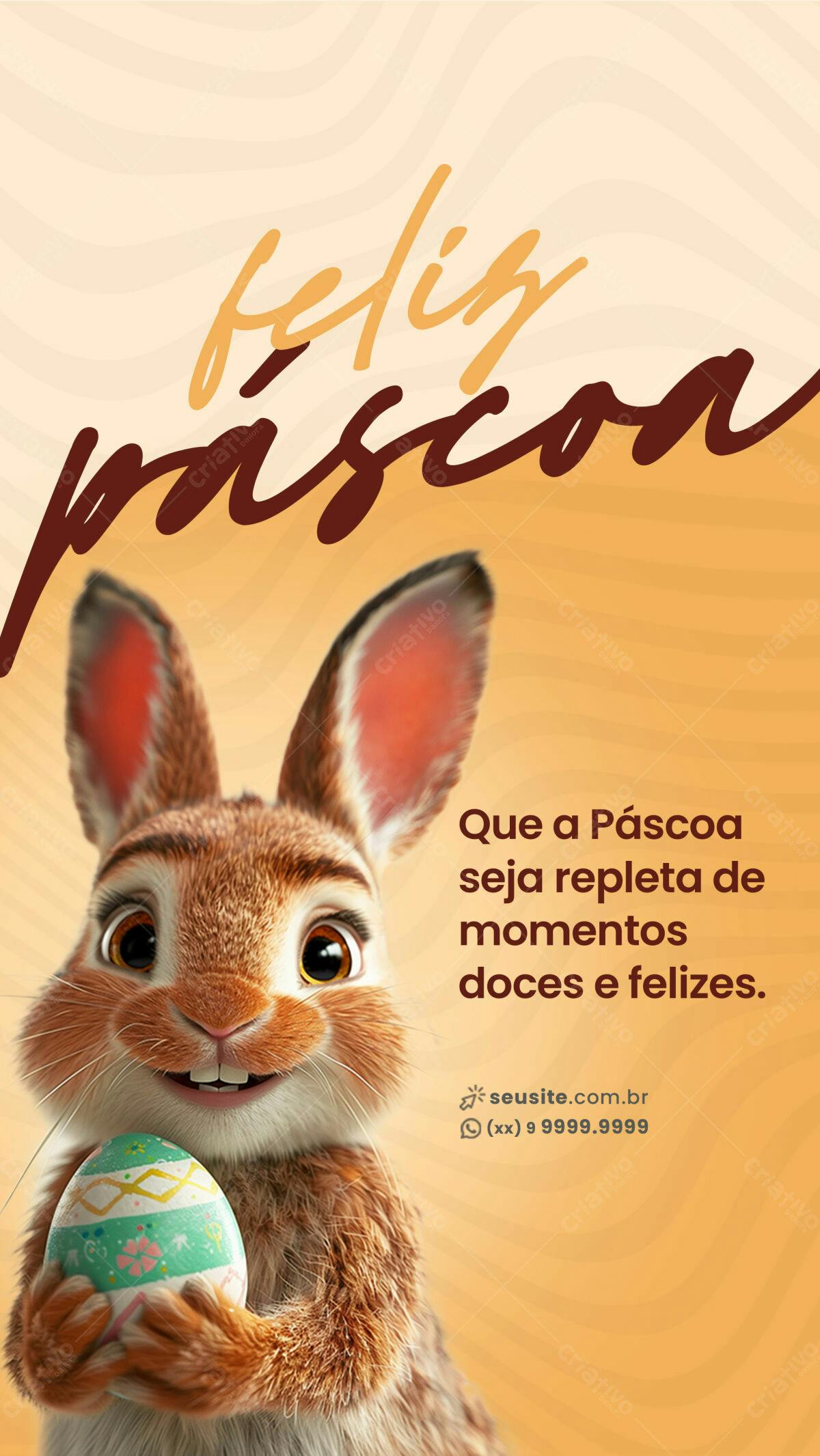 Flyer Páscoa com Coelho fofinho PSD Editável