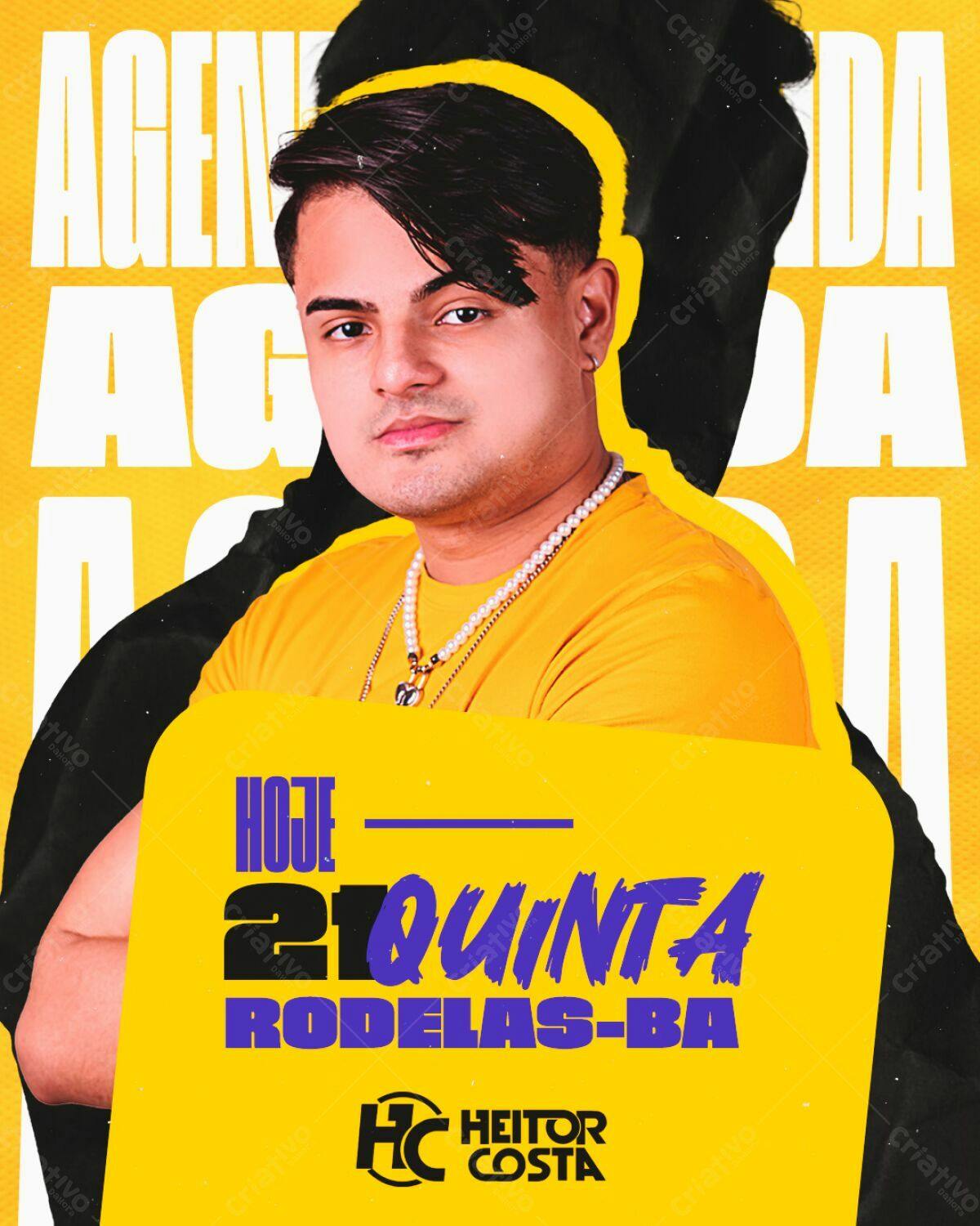 Flyer para Show do Heitor Costa em Rodelas-BA PSD Editável