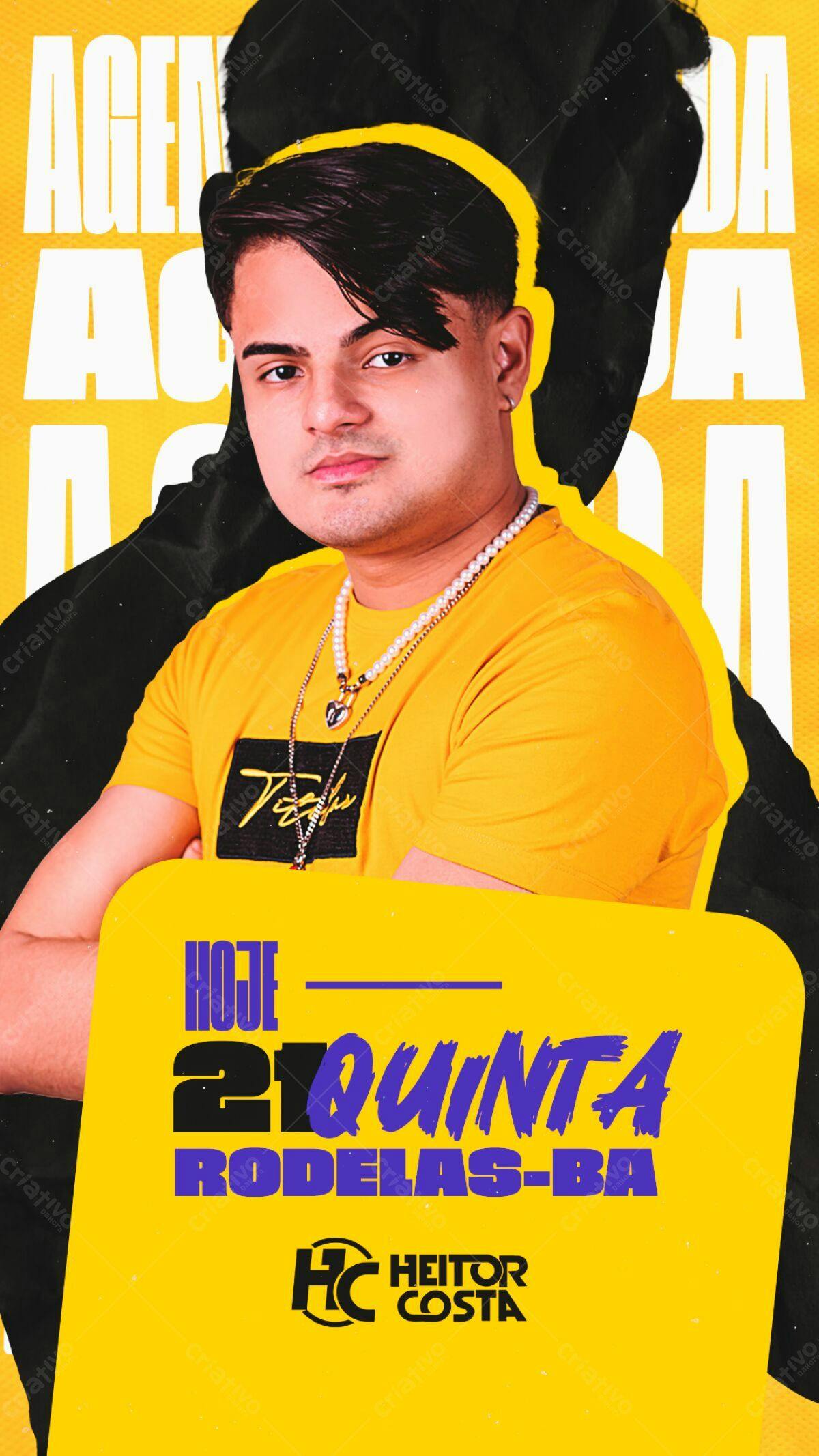 Flyer para Show do Heitor Costa em Rodelas-BA PSD Editável