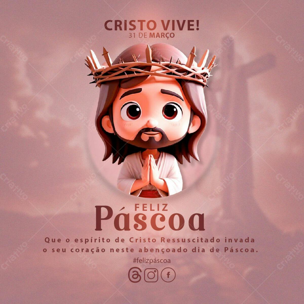 Postagem Páscoa Jesus PSD Editável