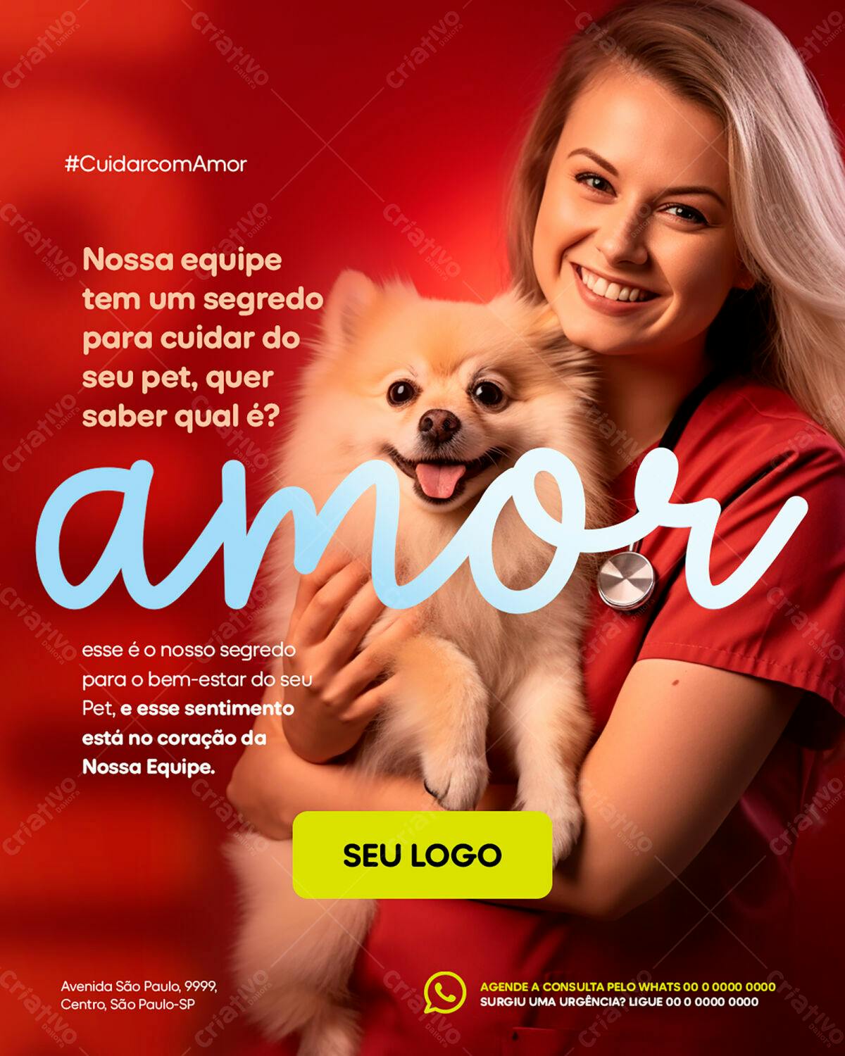 Flyer Veterinária com Cachorro PSD Editável