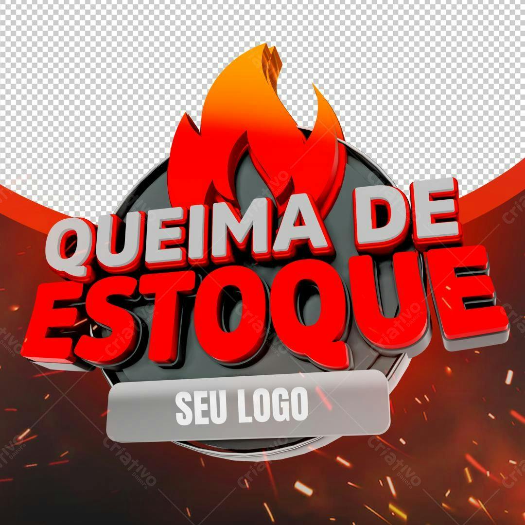 Selo 3D promocional queima de estoque vermelho e cinza