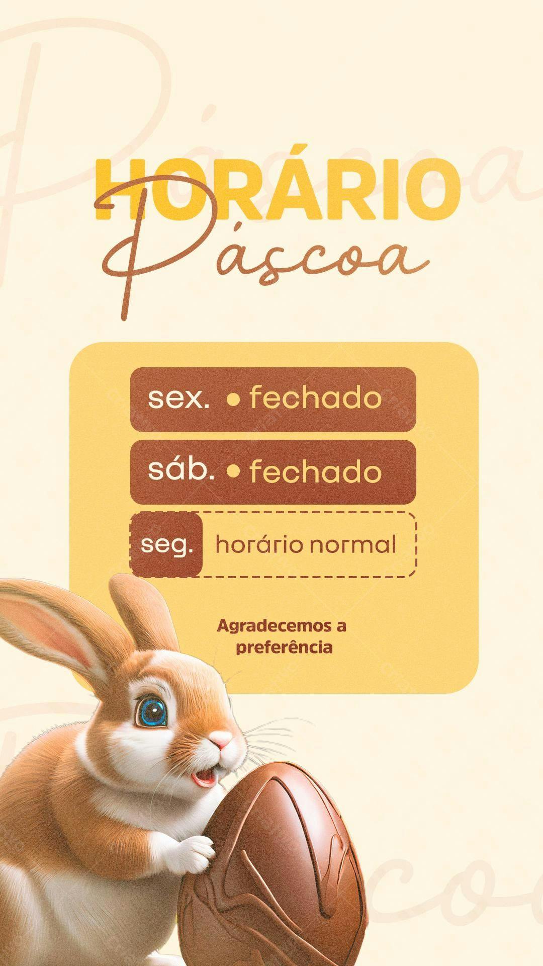 Story Páscoa Horário PSD Editável