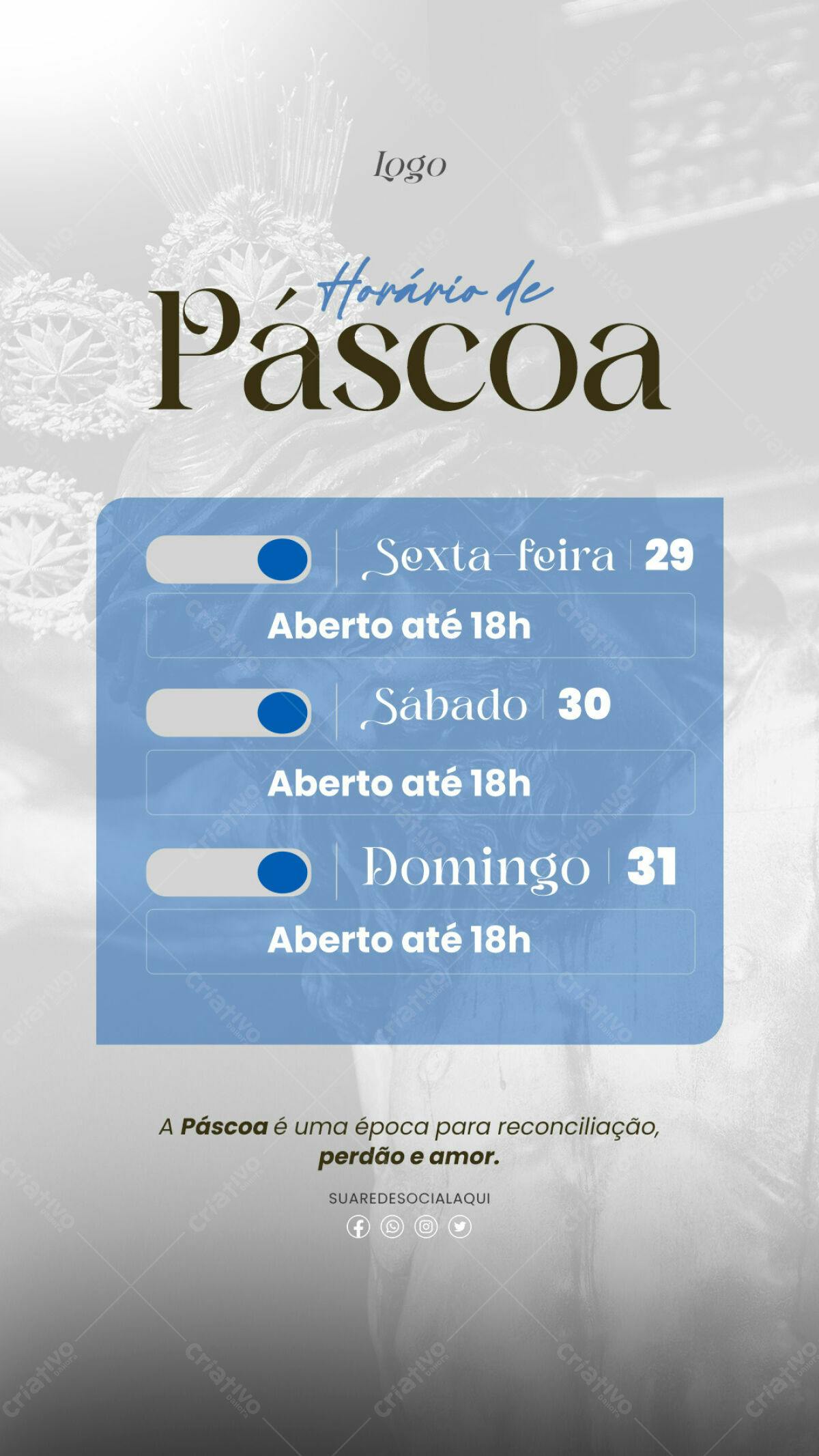 Flyer Horário de Páscoa PSD Editável