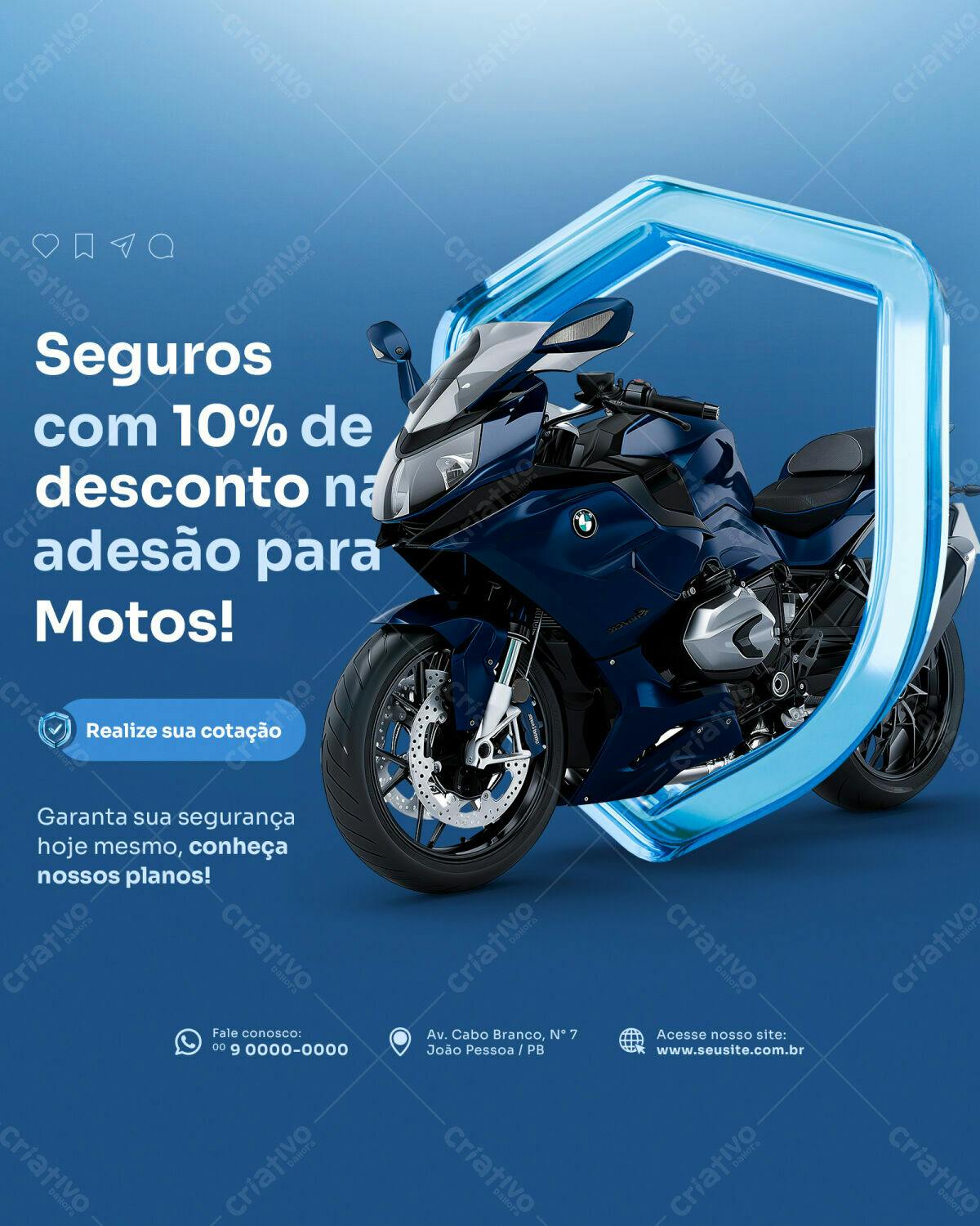 Banner Seguro Moto 10% Desconto PSD Editável