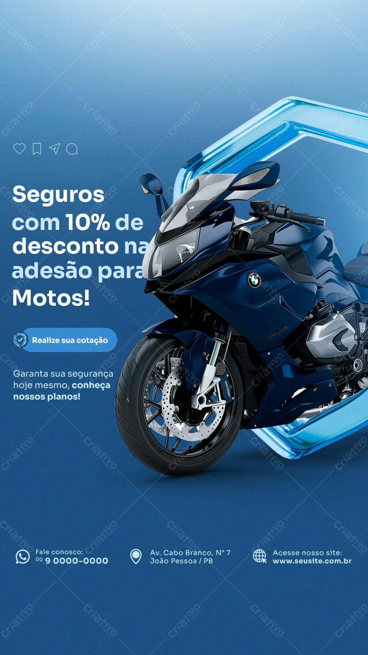 Banner Seguro Moto 10% Desconto PSD Editável