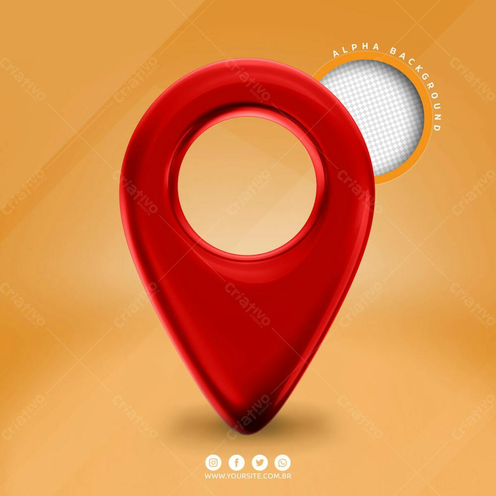 Pin De Localizacao Elemento 3D Vermelho Para Composicao Psd (6)